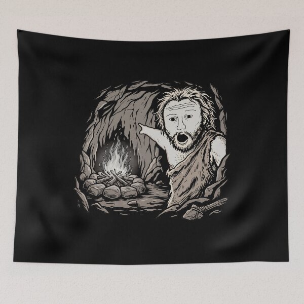 Item preview, Prehistoric Caveman Wojak Pointing at Campfire designed and sold by k3rstman1.
