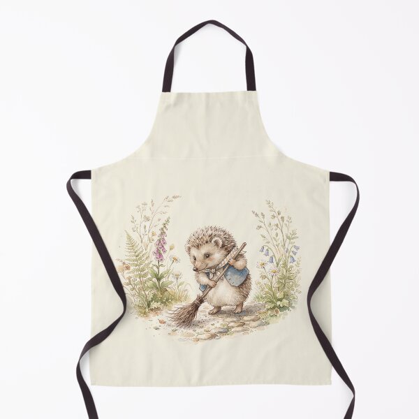 Item preview, Vintage Watercolor Hedgehog Sweeping - Classic Storybook Illustration designed and sold by Pasteltone.
