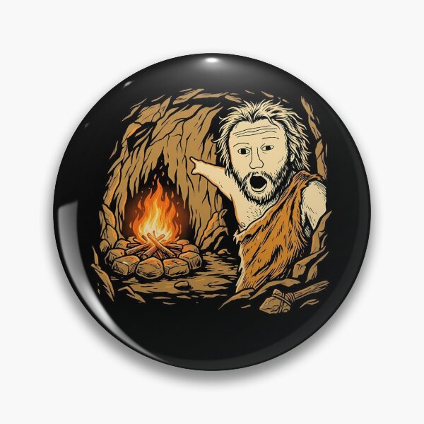Item preview, Prehistoric Wojak Caveman Pointing at Cave Fire designed and sold by k3rstman1.