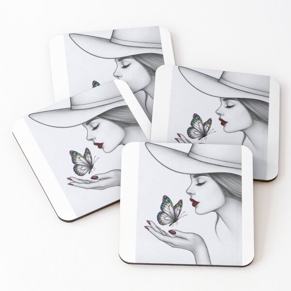 Item preview, Elegant Butterfly & Red Lips Minimalist Woman Illustration Die-Cut Sticker designed and sold by Arts121.