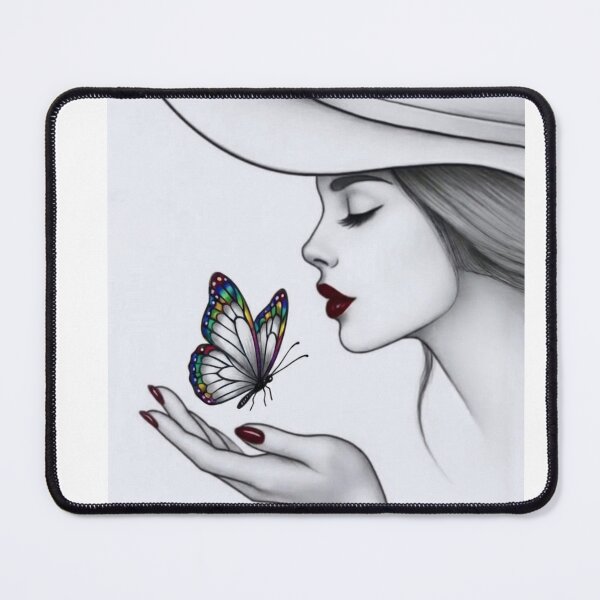 Item preview, Elegant Butterfly & Red Lips Minimalist Woman Illustration Die-Cut Sticker designed and sold by Arts121.
