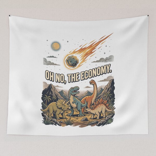 Item preview, Funny Dinosaur Meteor Oh No The Economy Humor designed and sold by k3rstman1.