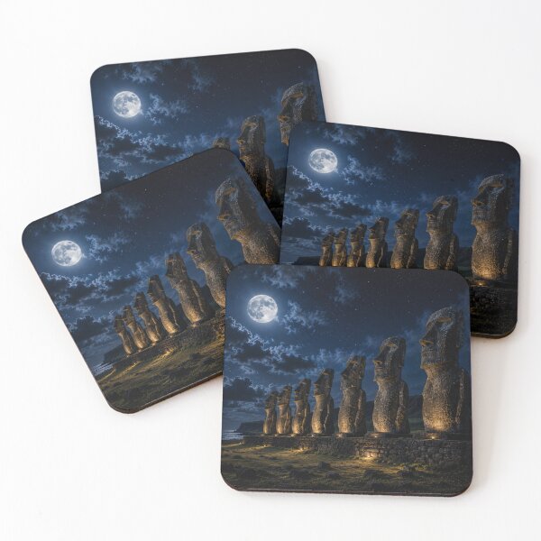 Item preview, Moonlit Wonders Collection: Moai Statues – Easter Island, Chile designed and sold by globetrottergfx.
