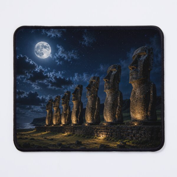 Item preview, Moonlit Wonders Collection: Moai Statues – Easter Island, Chile designed and sold by globetrottergfx.