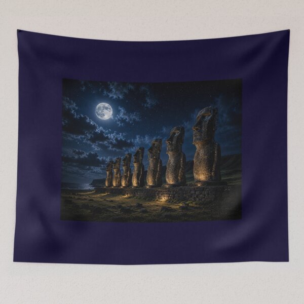 Item preview, Moonlit Wonders Collection: Moai Statues – Easter Island, Chile designed and sold by globetrottergfx.