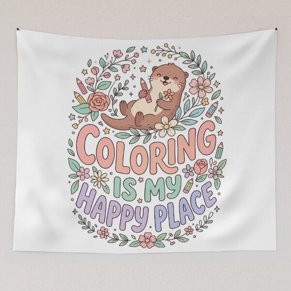 Item preview, Coloring Is My Happy Place Cute Otter Art Gift designed and sold by SHOP-Corner.