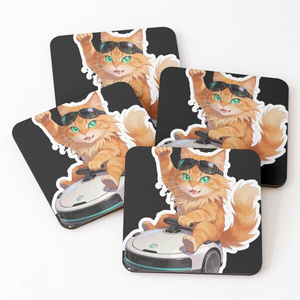 Item preview, Cool Maine Coon Riding Robot Vacuum Funny Cat Sticker designed and sold by OksArtStudio.