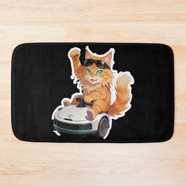 Item preview, Cool Maine Coon Riding Robot Vacuum Funny Cat Sticker designed and sold by OksArtStudio.