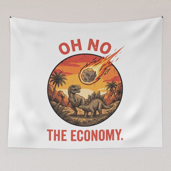 Item preview, Funny Oh No The Economy Dinosaur Meteor Meme designed and sold by k3rstman1.
