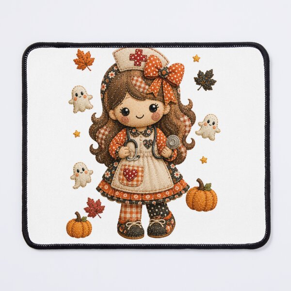 Item preview, Cute Patchwork Nurse Girl | Farmhouse Autumn & Halloween Art designed and sold by DecoVibe.