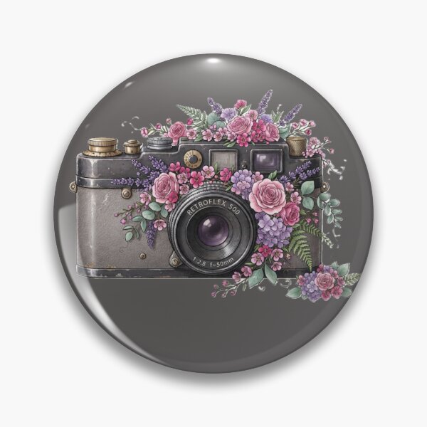 Item preview, Vintage Floral Camera Retro Aesthetic Pink And Purple Flowers Camera Lover Gift designed and sold by AstraDrip Studio.