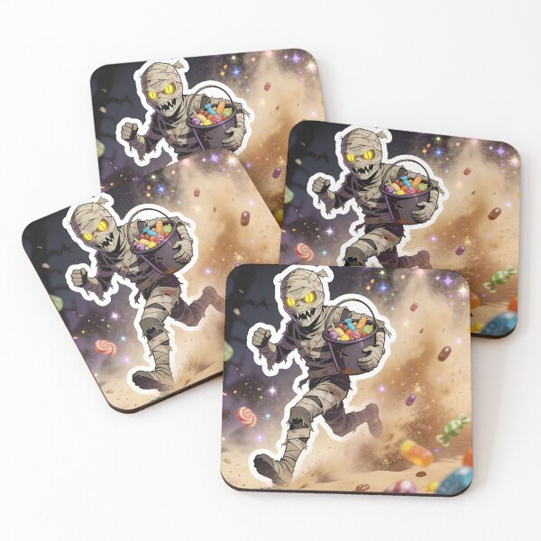 Item preview, Running Mummy Carrying Halloween Candy Funny Monster Sticker designed and sold by OksArtStudio.