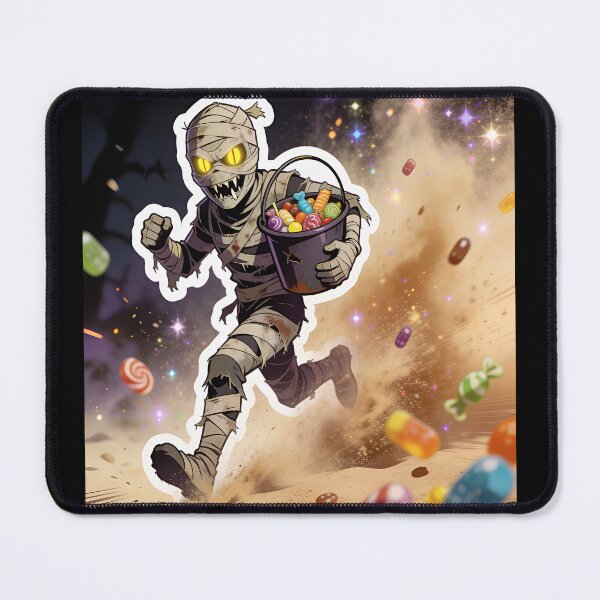 Item preview, Running Mummy Carrying Halloween Candy Funny Monster Sticker designed and sold by OksArtStudio.