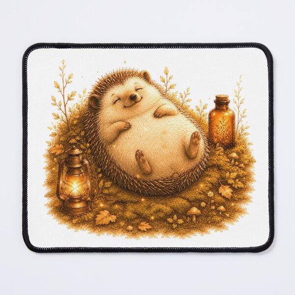 Item preview, Happy Vintage Hedgehog Relaxing Woodland Aesthetic designed and sold by AQUILAKREO.
