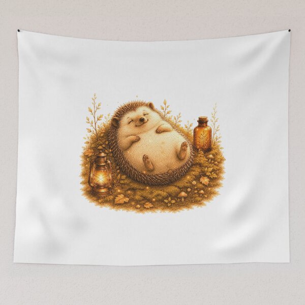 Item preview, Happy Vintage Hedgehog Relaxing Woodland Aesthetic designed and sold by AQUILAKREO.