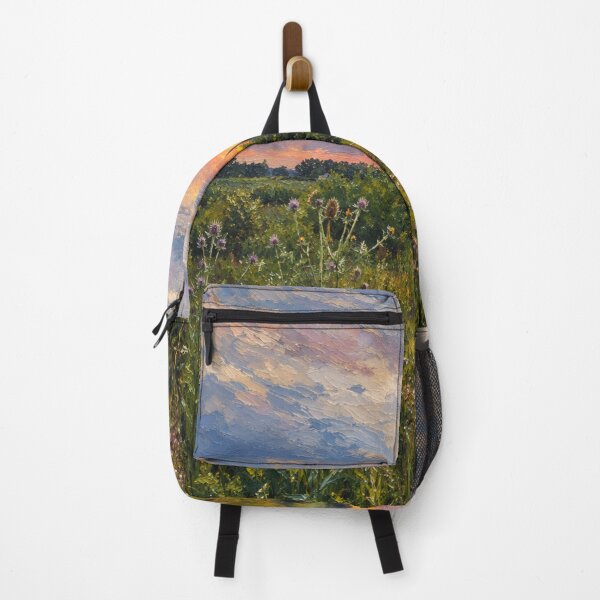 Item preview, Golden Meadow Sunset, Impressionist Oil Painting Landscape, Peaceful Nature Artwork for Home Decor and Gifts designed and sold by KishShop.