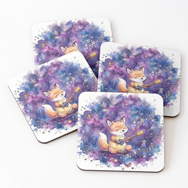 Item preview, Cute Cosmic Musician Fox | Kawaii Galaxy Guitar Animal | Fantasy Nursery Decor | Music Lover Gift designed and sold by Cosmic Doodle Co..