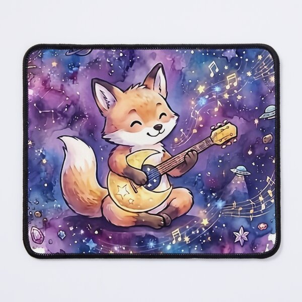 Item preview, Cute Cosmic Musician Fox | Kawaii Galaxy Guitar Animal | Fantasy Nursery Decor | Music Lover Gift designed and sold by Cosmic Doodle Co..
