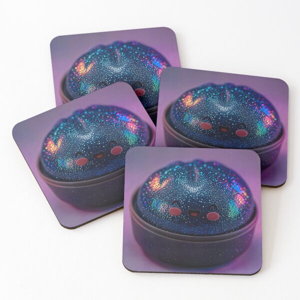 Item preview, Dark Blue Glitter Squishy Dumpling Toy in Bamboo Steamer with Purple Glow designed and sold by EmeraldeaArt.