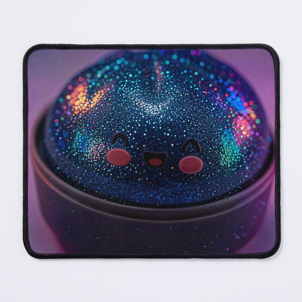 Item preview, Dark Blue Glitter Squishy Dumpling Toy in Bamboo Steamer with Purple Glow designed and sold by EmeraldeaArt.