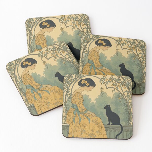 Item preview, Elegant Retro Lady with Cat in Botanical Garden designed and sold by PurrfectHome.