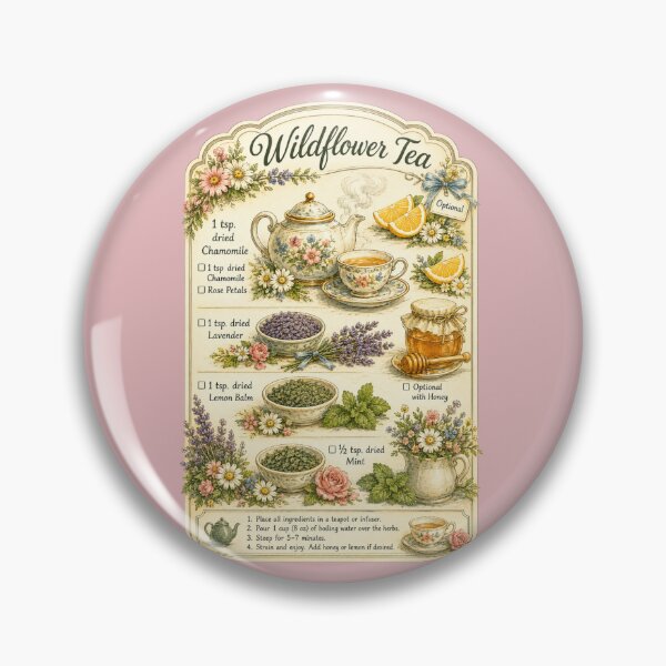 Item preview, Retro 1950s Wildflower Tea Recipe Illustration – Vintage Kitchen Design designed and sold by MagicMakerPh.