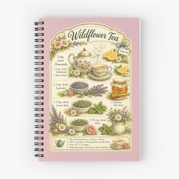 Item preview, Retro 1950s Wildflower Tea Recipe Illustration – Vintage Kitchen Design designed and sold by MagicMakerPh.