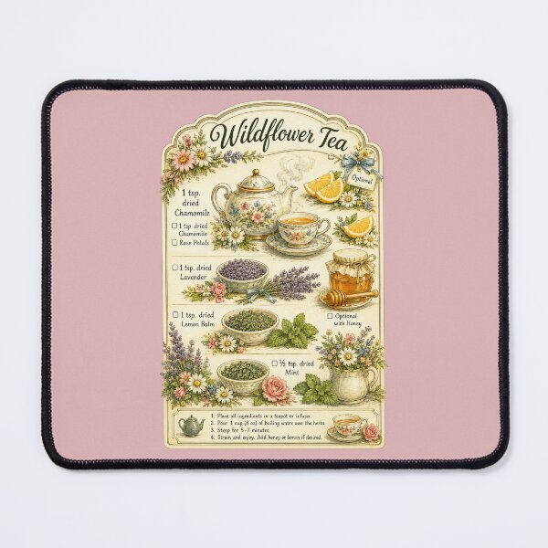 Item preview, Retro 1950s Wildflower Tea Recipe Illustration – Vintage Kitchen Design designed and sold by MagicMakerPh.