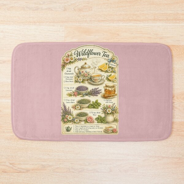 Item preview, Retro 1950s Wildflower Tea Recipe Illustration – Vintage Kitchen Design designed and sold by MagicMakerPh.