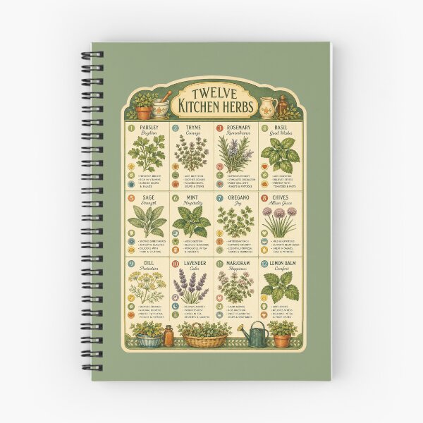 Item preview, Vintage 1960s Herb Chart Illustration – Retro Kitchen Poster Design Art designed and sold by MagicMakerPh.