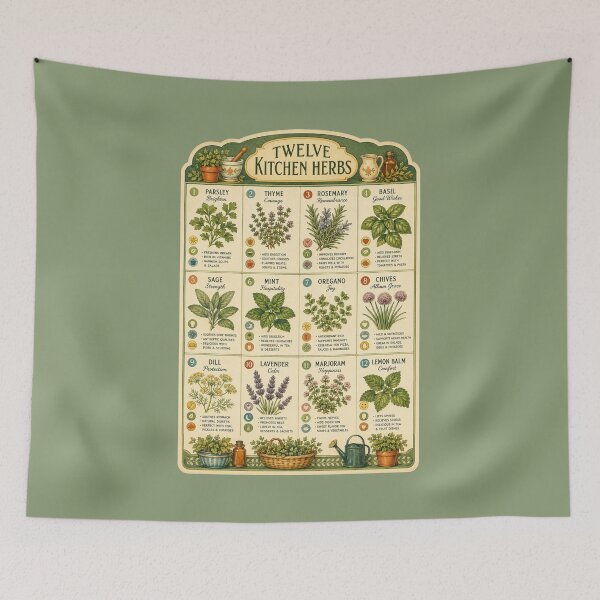 Item preview, Vintage 1960s Herb Chart Illustration – Retro Kitchen Poster Design Art designed and sold by MagicMakerPh.