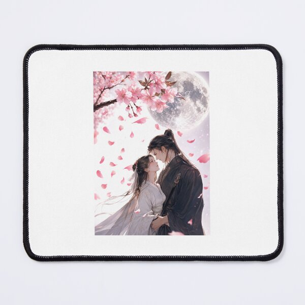 Item preview, Moonlit Sakura Embrace | Romantic Eastern Fantasy Art designed and sold by Suzaku Studio.
