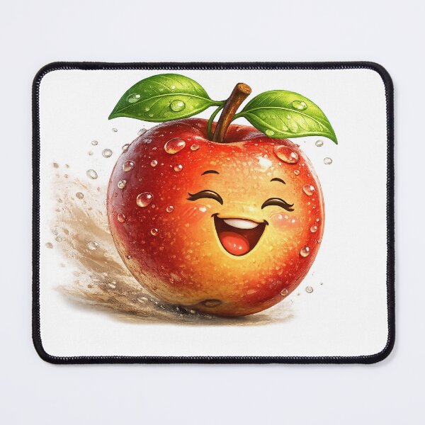 Item preview, Cute Smiling Apple with Dew Drops | Happy Red Fruit Cartoon Character designed and sold by JMDG Studio.
