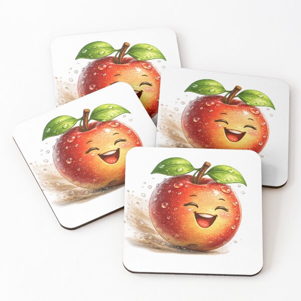 Item preview, Cute Smiling Apple with Dew Drops | Happy Red Fruit Cartoon Character designed and sold by JMDG Studio.