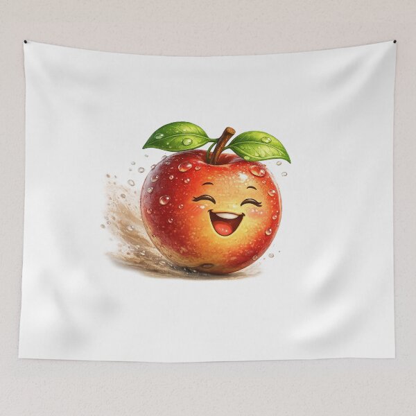 Item preview, Cute Smiling Apple with Dew Drops | Happy Red Fruit Cartoon Character designed and sold by JMDG Studio.