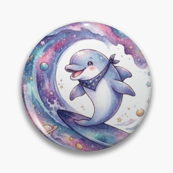 Item preview, Cute Cosmic Dolphin Riding Galaxy Wave | Kawaii Space Ocean Art | Celestial Surfing Dolphin | Fantasy Animal Gift designed and sold by Cosmic Doodle Co..