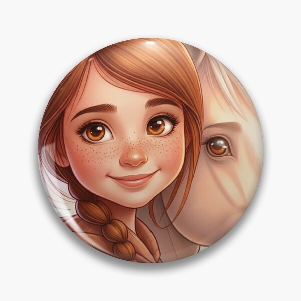 Item preview, "Pure Bond: Girl and Horse Sticker Art with Freckles and Braided Hair" designed and sold by Arts121.