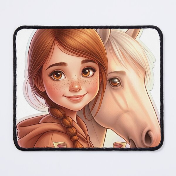 Item preview, "Pure Bond: Girl and Horse Sticker Art with Freckles and Braided Hair" designed and sold by Arts121.