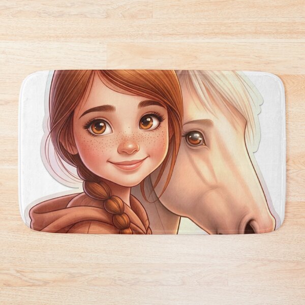 Item preview, "Pure Bond: Girl and Horse Sticker Art with Freckles and Braided Hair" designed and sold by Arts121.