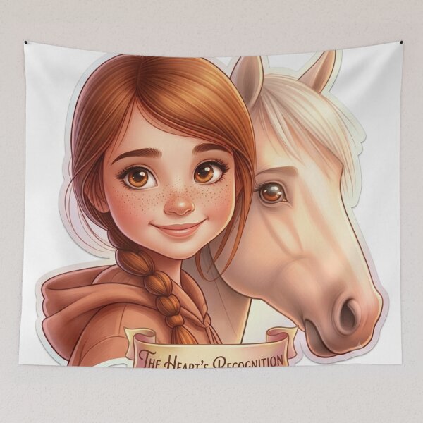 Item preview, "Pure Bond: Girl and Horse Sticker Art with Freckles and Braided Hair" designed and sold by Arts121.