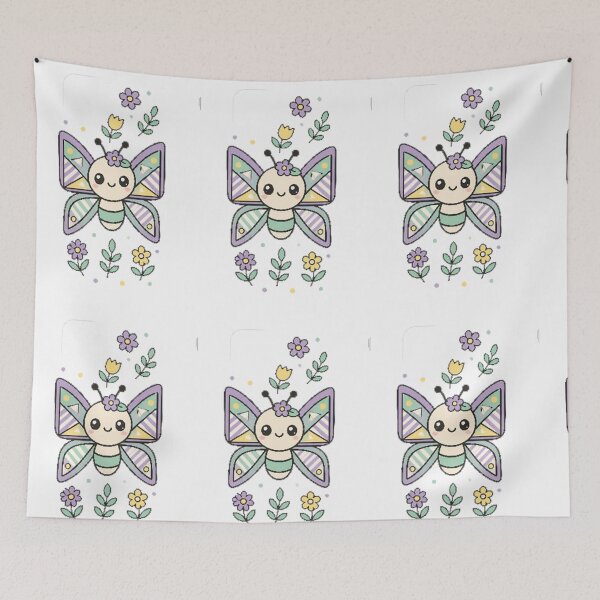 Item preview, cute butterfly pastel Kawai art designed and sold by  Mudikeys.