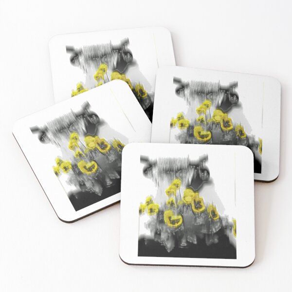 Item preview, Yellow Flowers in Abstract Monochrome Landscape designed and sold by loonburttonDF.