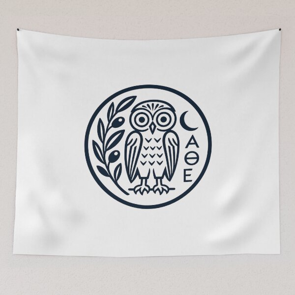Item preview, Owl of Athena Minimalist Line Art Ancient Greek Tetradrachm Coin Mythology designed and sold by The Junto Shop.