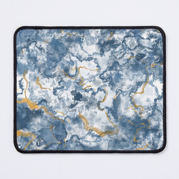 Item preview, Blue Watercolor Marble Pattern with Gold Accents designed and sold by The Blue Crane Co..