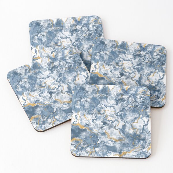 Item preview, Blue Watercolor Marble Pattern with Gold Accents designed and sold by The Blue Crane Co..