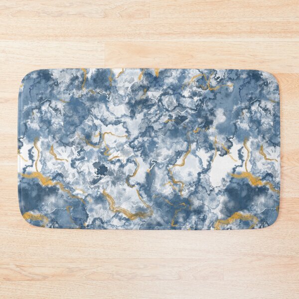 Item preview, Blue Watercolor Marble Pattern with Gold Accents designed and sold by The Blue Crane Co..