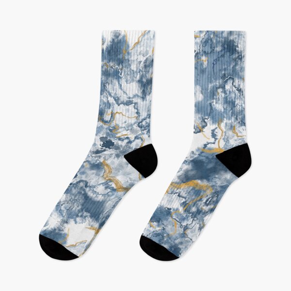 Item preview, Blue Watercolor Marble Pattern with Gold Accents designed and sold by The Blue Crane Co..