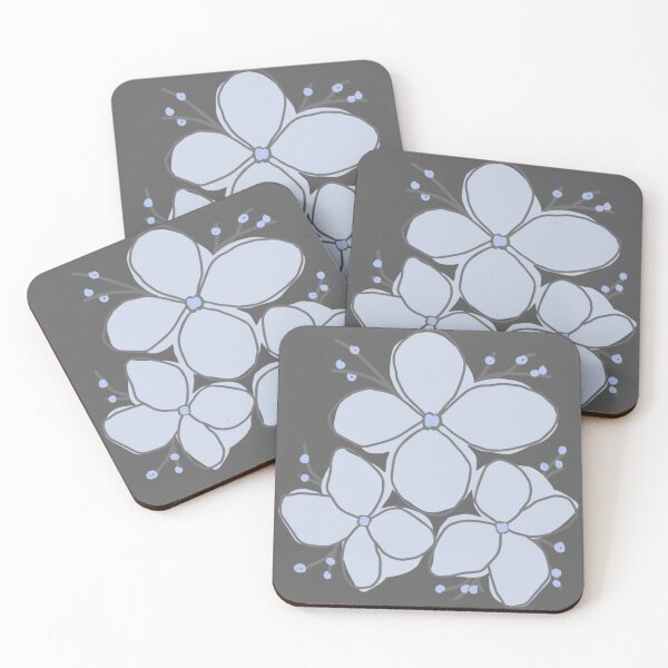 Item preview, Pastel Blue Floral On Slate Grey Background designed and sold by ​Jyoti Digital Artist.