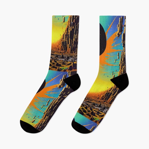 Item preview, Eclipse Over Neon Ruins – Retro Futuristic Cyberpunk Cityscape designed and sold by Benito Del Ray.