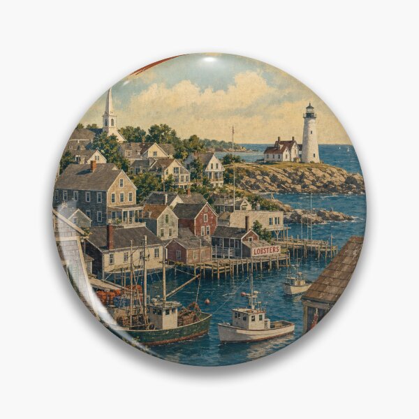 Item preview, Kennebunkport USA Travel Souvenir - Retro Illustration designed and sold by VisualArtsOasis.